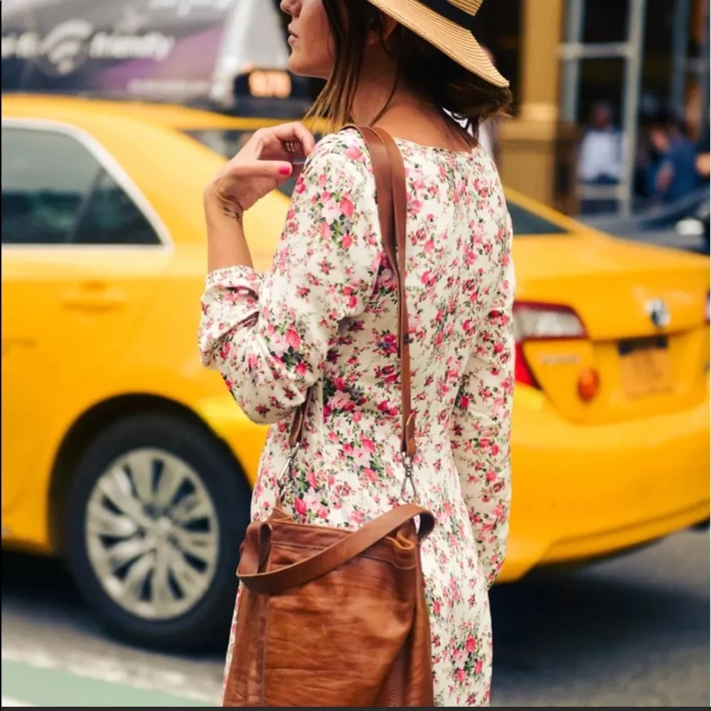 Flowing Blooms Boho Maxi Dress W/Slim Full Skirt, Floral Maxi Dress, Long Sleeve - Picture 3 of 11
